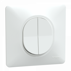 Ovalis - double va et vient - 10AX - Blanc - griffes montées - avec plaque