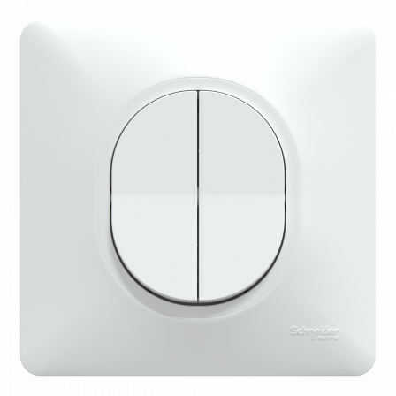 Ovalis - double va et vient - 10AX - Blanc - griffes montées - avec plaque