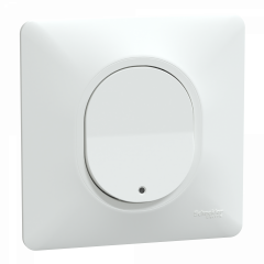 Ovalis - poussoir ferm lumineux - 10AX - LED bleu 250V - Blanc - griffe - plaque