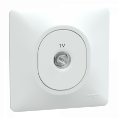 Ovalis - prise TV simple - Blanc - griffes montées - avec plaque