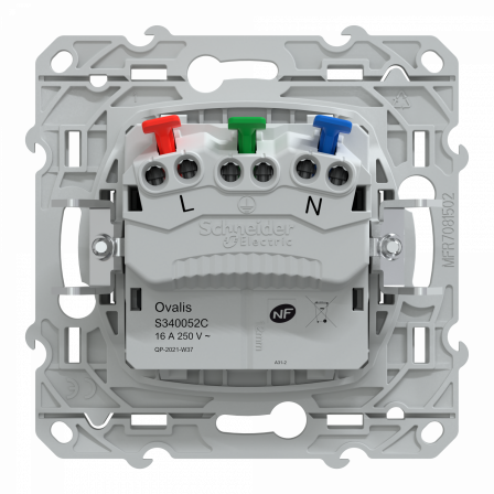 Ovalis - prise 2P+T 16A affleurante - bornes auto - Anthracite - Griffes montées