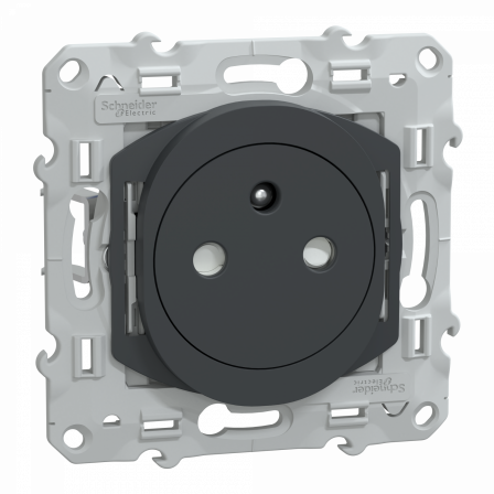 Ovalis - prise 2P+T 16A affleurante - bornes auto - Anthracite - Griffes montées