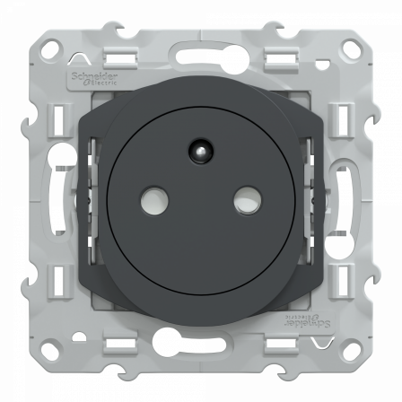 Ovalis - prise 2P+T 16A affleurante - bornes auto - Anthracite - Griffes montées
