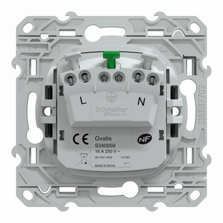 Ovalis - prise de courant à puits 2P+T 16A - bornes automatiques - Anthracite