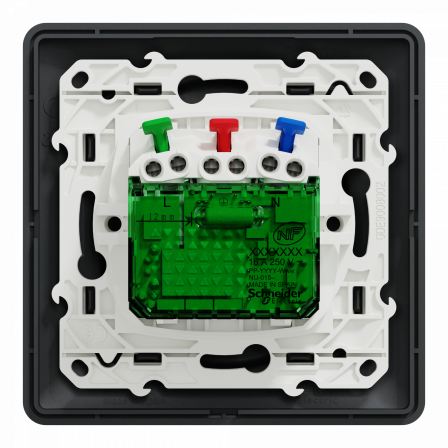 Ovalis - combi 2P+T 16A affleurante+chargeur USB-C 10,5W - connex. auto - Anth