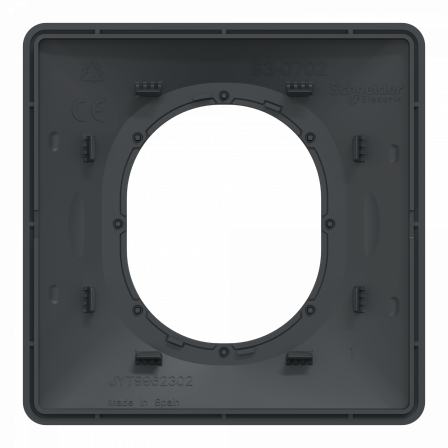 Ovalis - Plaque de finition - 1 poste Anthracite bague effet Laiton