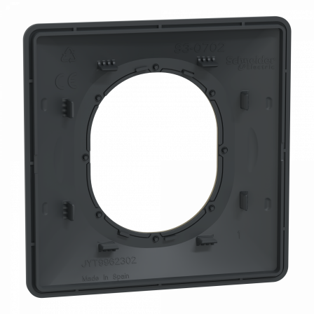 Ovalis - Plaque de finition - 1 poste Anthracite bague effet Laiton