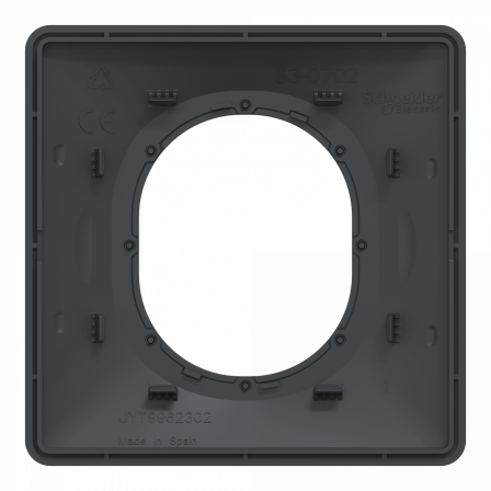 Ovalis - Plaque de finition - 1 poste Anthracite avec bague effet Argent Chromé
