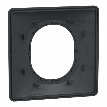 Ovalis - Plaque de finition - 1 poste Anthracite avec bague effet Argent Chromé