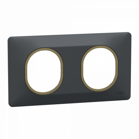 Ovalis - plaque de finition - 2 postes horizontal - 71mm - anthracite - laiton