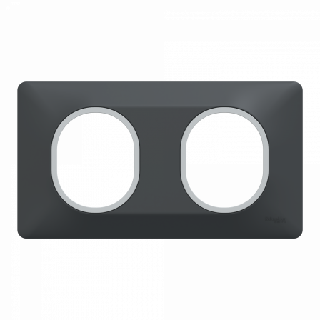 Ovalis - plaque de finition - 2 postes hor - 71mm - anthracite - argent chromé