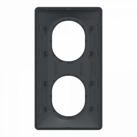 Ovalis - Plaque de finition - 2 postes Vertical - 71mm - Anthracite bague Laiton