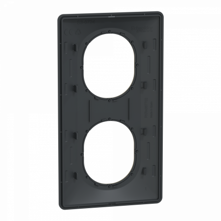 Ovalis - Plaque de finition - 2 postes Vertical - 71mm - Anthracite bague Laiton