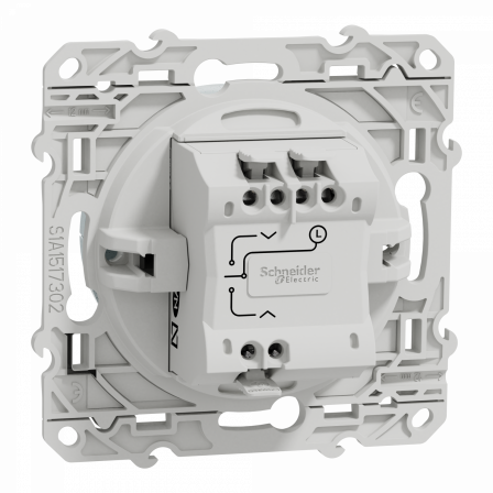 Odace - inter volet-roulant - blanc Recyclé 3 boutons montée/descente/stop à vis