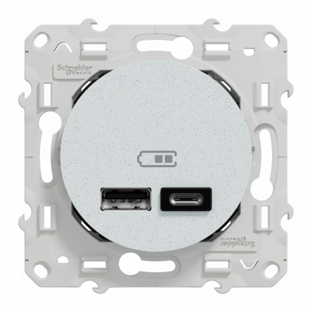 Odace - prise USB double - type A+C - blanc Recyclé - 5 Vcc - 2,4A