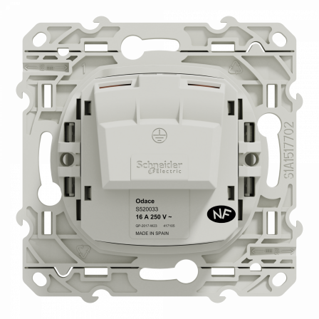 Odace - prise de courant 2P - blanc - connexions à vis