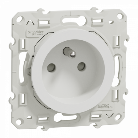 Odace - prise de courant 2P+T - blanc - connexions à vis