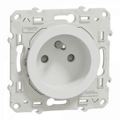 Odace - prise de courant 2P+T - blanc - connexions à vis