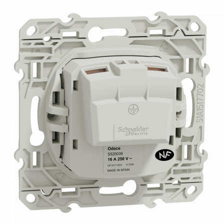 Odace - prise de courant 2P+T - blanc - connexions à vis