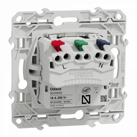 Odace - prise de courant 2P+T affleurante - blanc