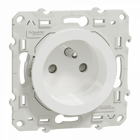 Odace prise de courant 2P+T - blanc - à puits