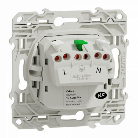 Odace prise de courant 2P+T - blanc - à puits