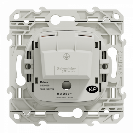 Odace - prise de courant 2P+T - blanc - à détrompage - connexions à vis