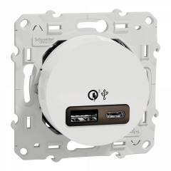 Odace - prise USB double - charge rapide - type A+C - blanc - 18W - 3,4A