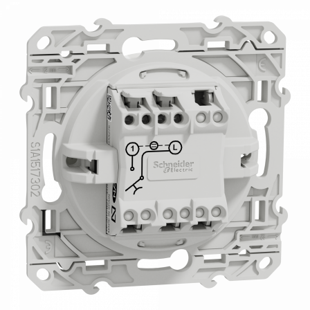 Odace - poussoir lumineux - blanc - 10A - voyant LED bleu 0,15mA