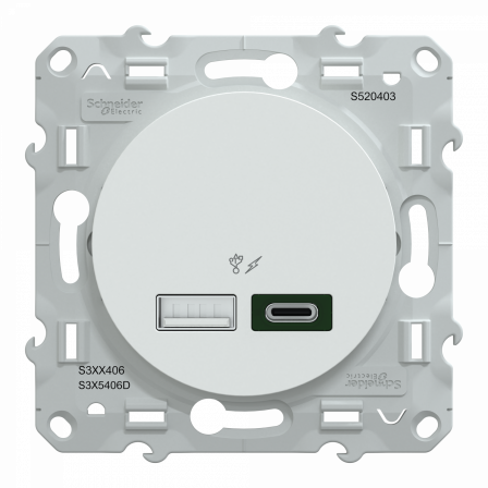 Odace - chargeur USB type A 7,5W + C 45W - forte puissance type C - blanc