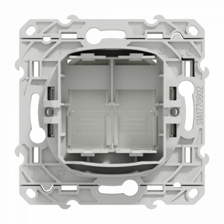 Odace - prise double RJ45 - blanc - sans connecteur (empreinte Infraplus)
