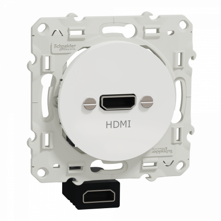 Odace - prise HDMI type A - blanc - prise femelle / câble femelle à l'arrière