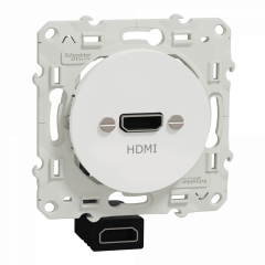 Odace - prise HDMI type A - blanc - prise femelle / câble femelle à l'arrière