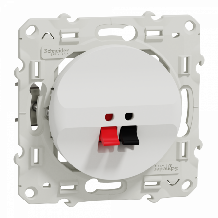 Odace - prise haut-parleur 1 sortie - blanc - fixation par vis - bornes pression