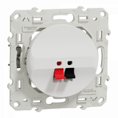 Odace - prise haut-parleur 1 sortie - blanc - fixation par vis - bornes pression