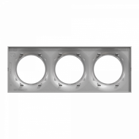 Odace Styl - plaque 3 postes horizontaux ou verticaux entraxe 71mm aluminium