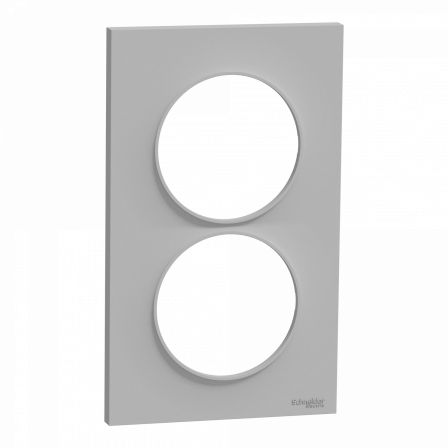 Odace Styl - plaque 2 postes verticaux entraxe 57mm aluminium