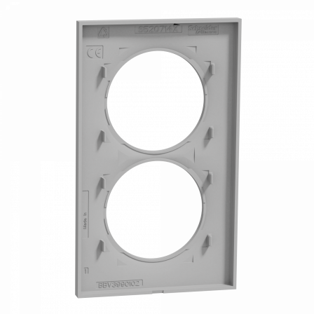 Odace Styl - plaque 2 postes verticaux entraxe 57mm aluminium