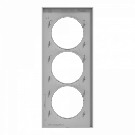 Odace Styl - plaque 3 postes verticaux entraxe 57mm aluminium