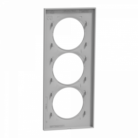 Odace Styl - plaque 3 postes verticaux entraxe 57mm aluminium