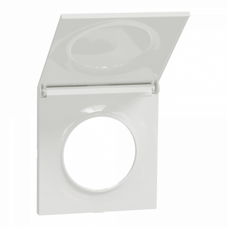 Odace Styl Pratic - plaque avec cache intégré pour prise 1 poste blanc