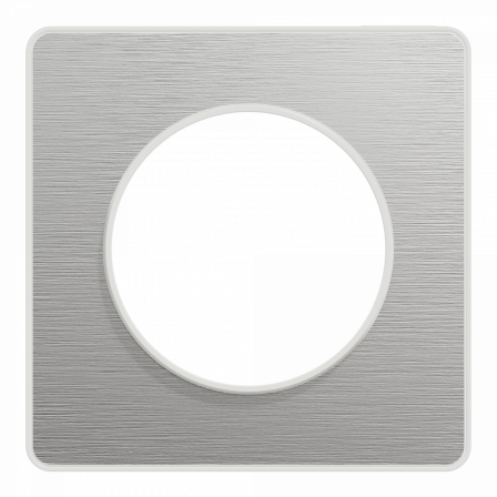 Odace Touch - plaque 1 poste aluminium brossé avec liseré blanc