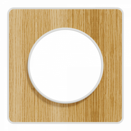Odace Touch - plaque 1 poste bois naturel avec liseré blanc