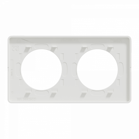 Odace Touch - plaque 2 postes horiz/ver 71mm Kvadrat craie avec liseré blanc