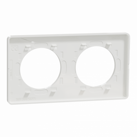 Odace Touch - plaque 2 postes horiz/ver 71mm Kvadrat perle avec liseré blanc