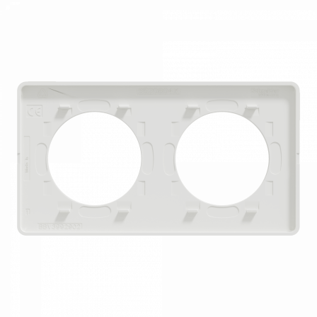 Odace Touch - plaque 2 postes horiz/vert 71mm bois nordique avec liseré blanc