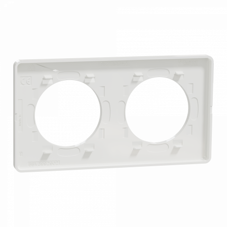 Odace Touch - plaque 2 postes horiz/vert 71mm bois naturel avec liseré blanc