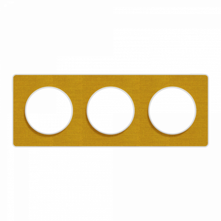 Odace Touch - plaque 3 postes horiz/ver 71mm Kvadrat ocre avec liseré blanc
