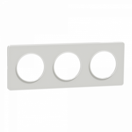 Odace Touch - plaque 3 postes horiz/ver 71mm translucide blanc avec liseré blanc