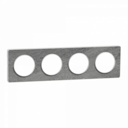Odace Touch - plaque 4 postes horiz/vert 71mm pierre galet avec liseré blanc